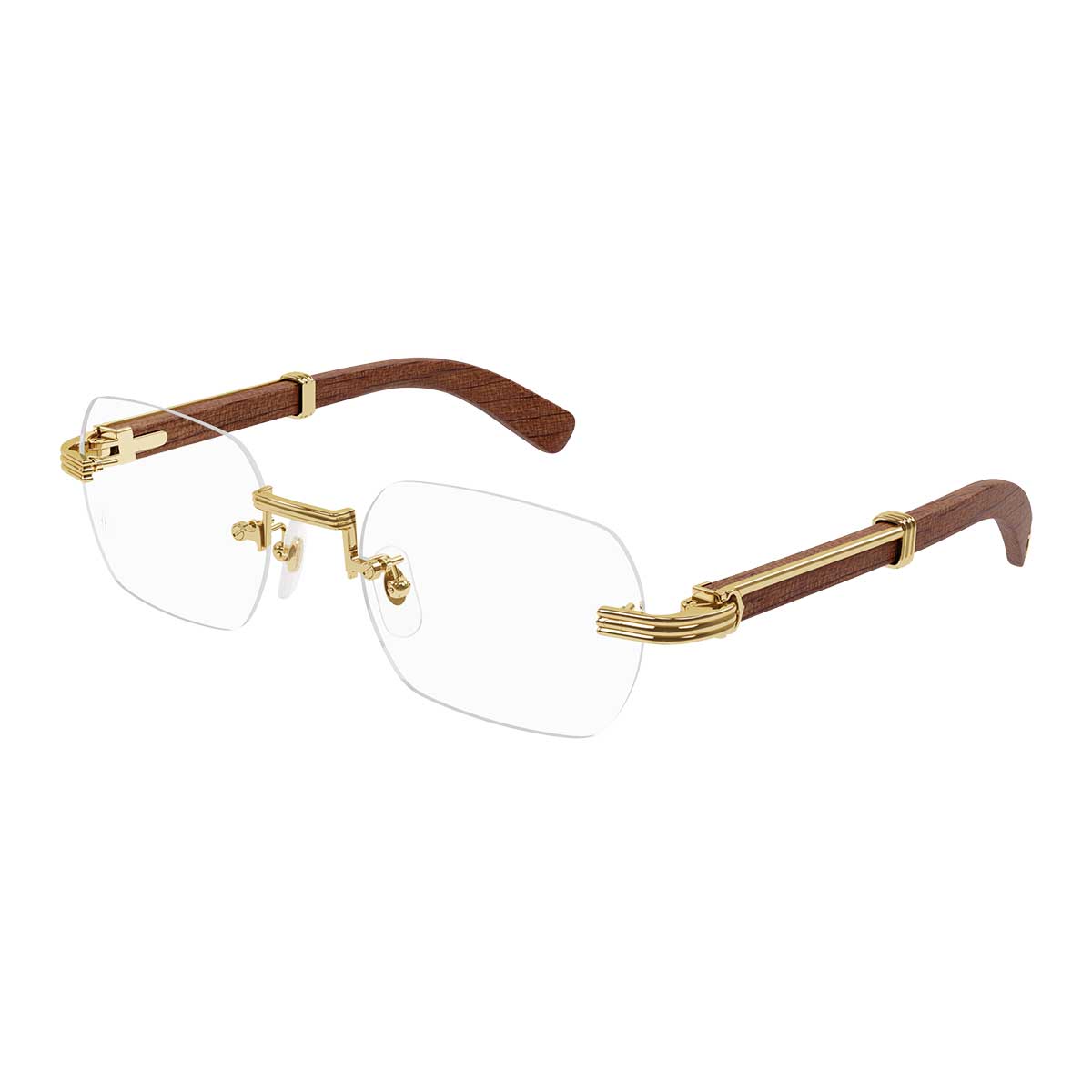 Cartier Occhiali da Vista CT0377O 002 OroMarrone/Trasparente Uomo