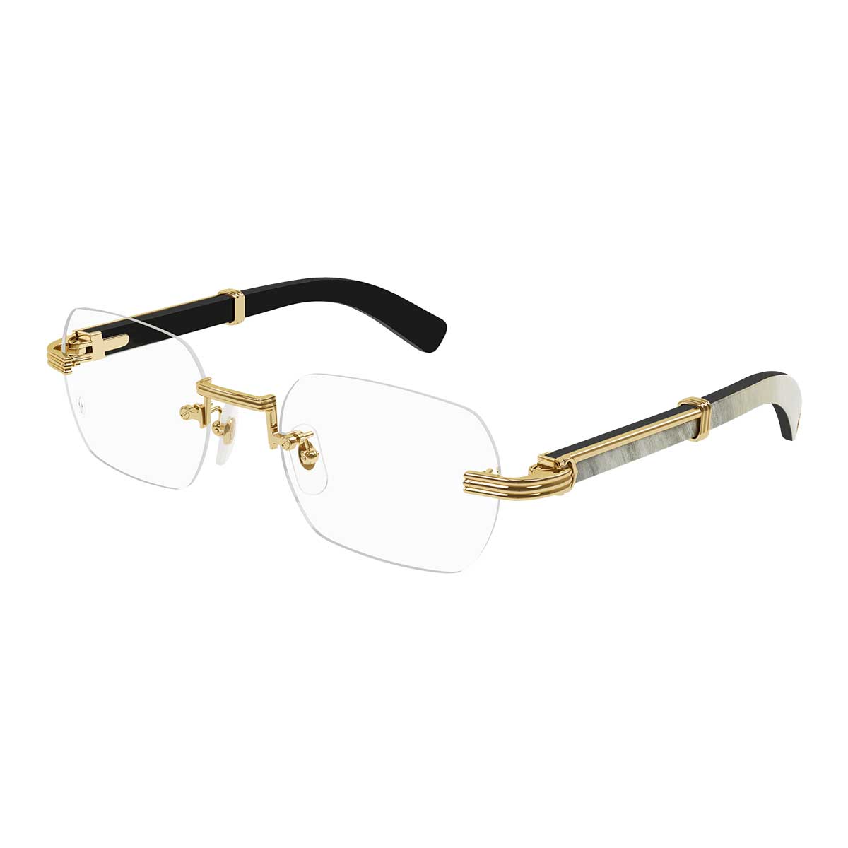 Cartier Occhiali da Vista CT0377O 003 OroBianco/Trasparente Uomo
