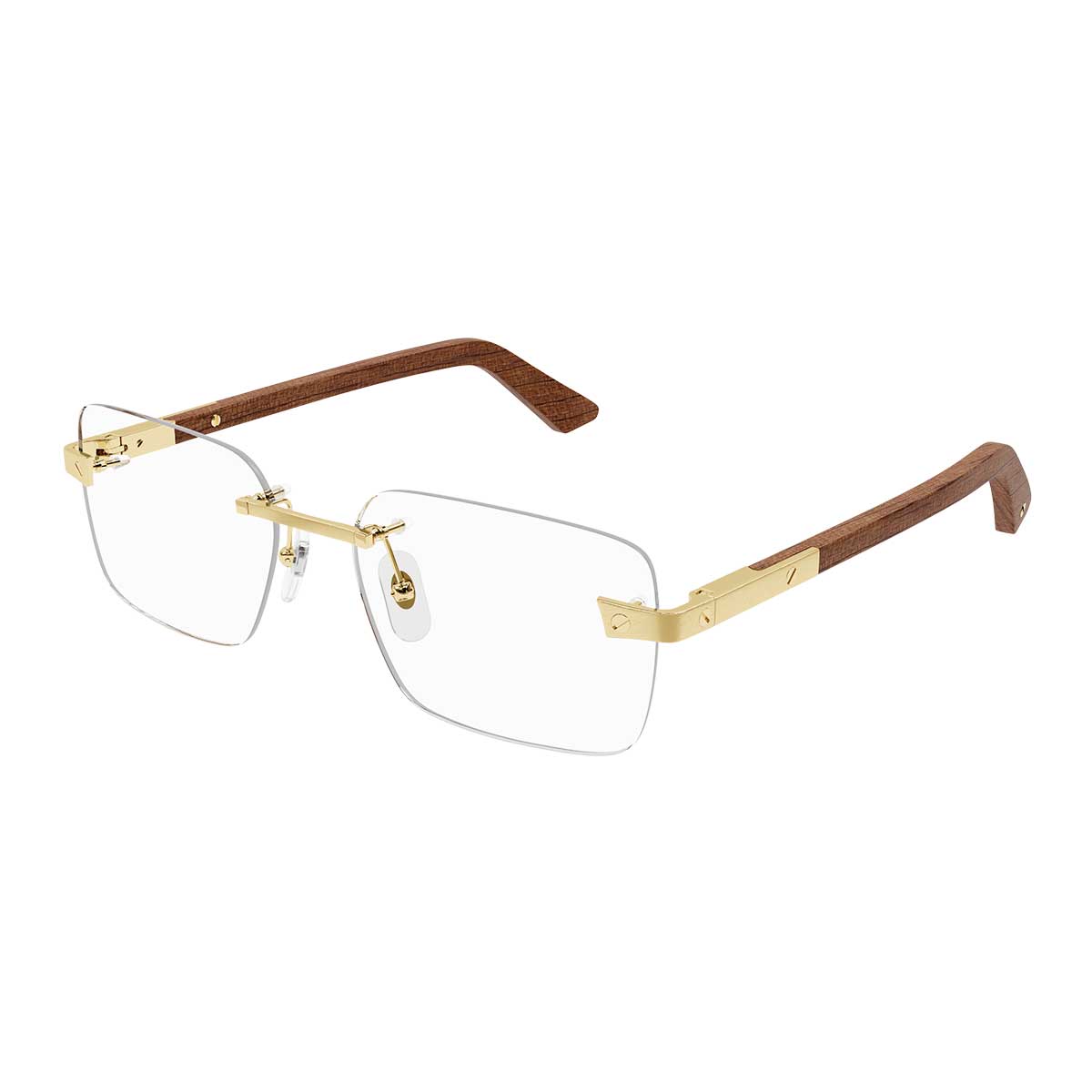 Cartier Occhiali da Vista CT0411O 002 OroMarrone/Trasparente Uomo