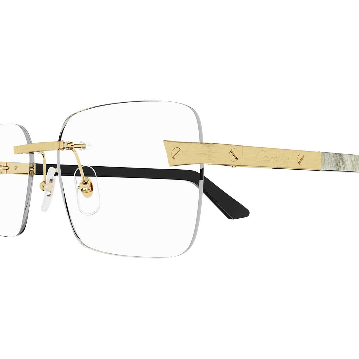 Cartier Occhiali da Vista CT0411O 003 OroBianco/Trasparente Uomo