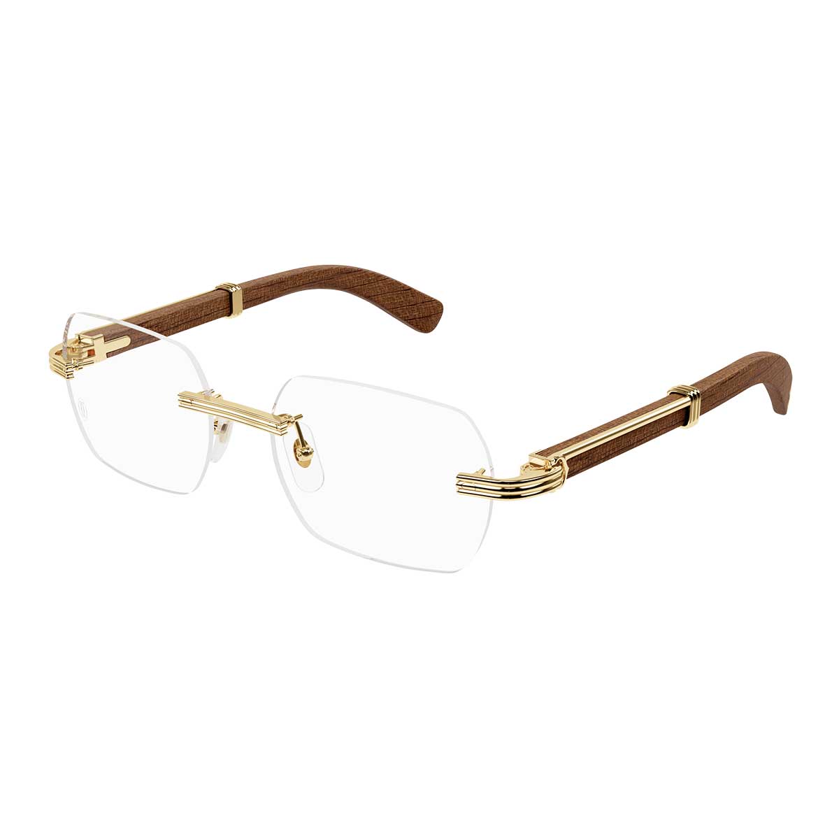 Cartier Occhiali da Vista CT0423O 002 OroMarrone/Trasparente Uomo