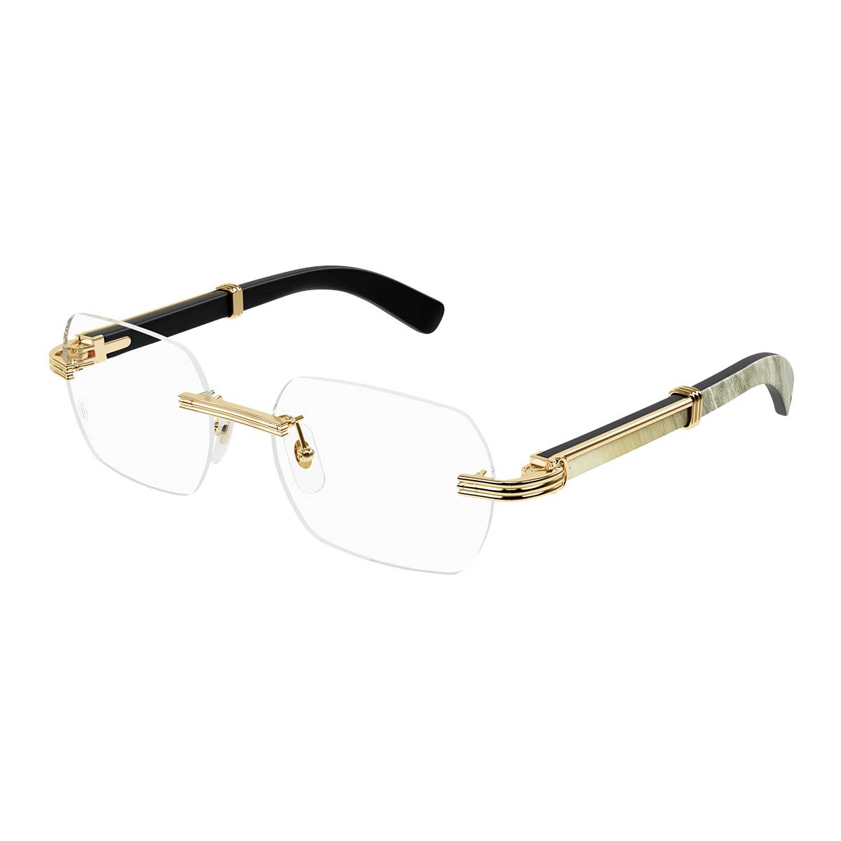 Cartier Occhiali da Vista CT0423O 003 OroBianco/Trasparente Uomo