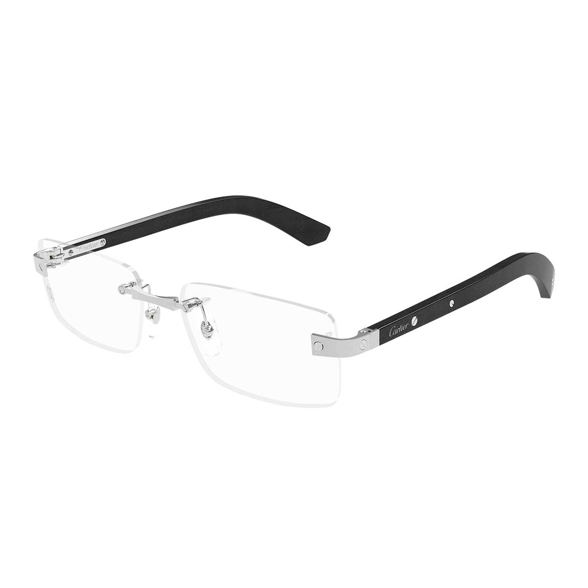 Cartier Occhiali da Vista CT0513O 003 ArgentoNero/Trasparente Uomo