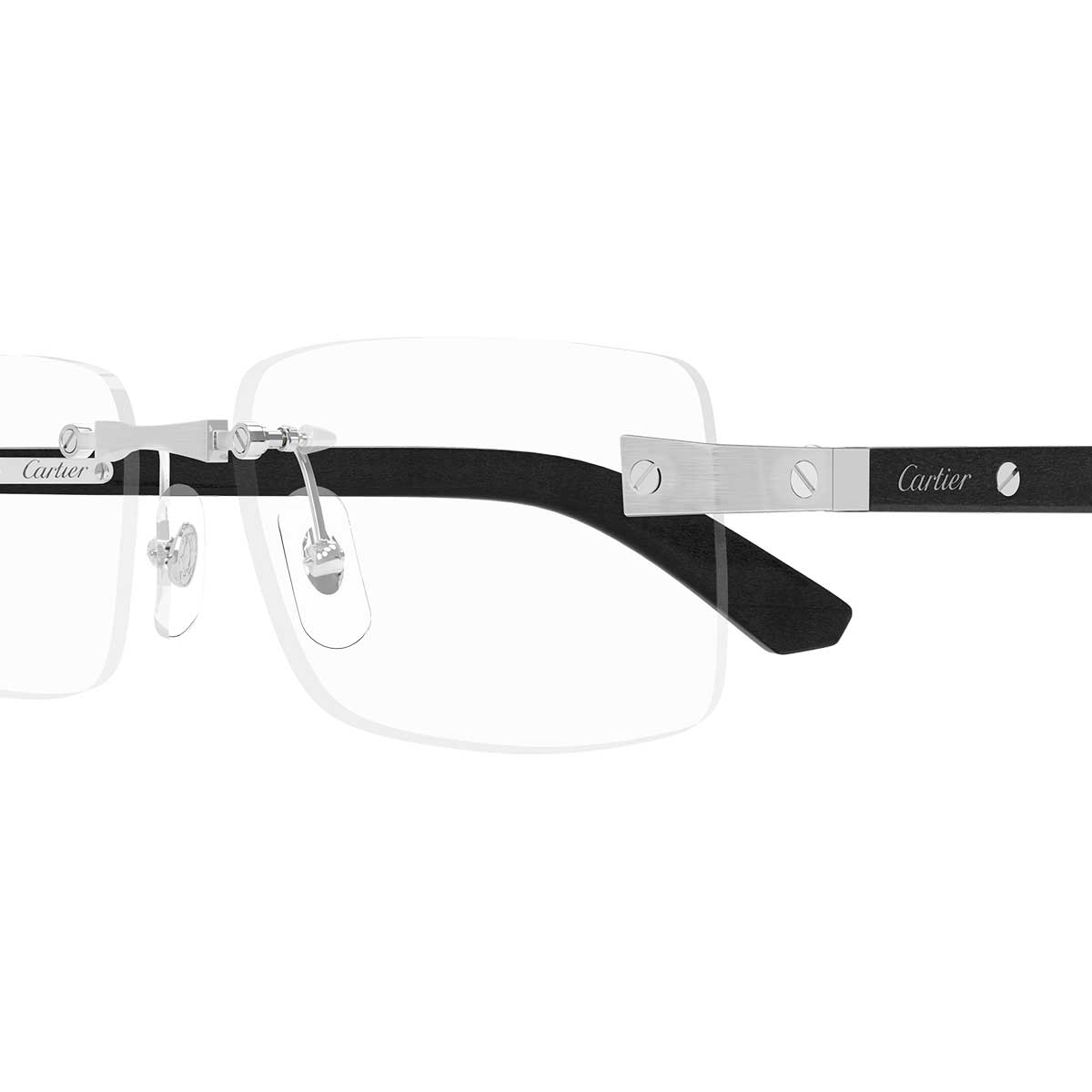 Cartier Occhiali da Vista CT0513O 003 ArgentoNero/Trasparente Uomo