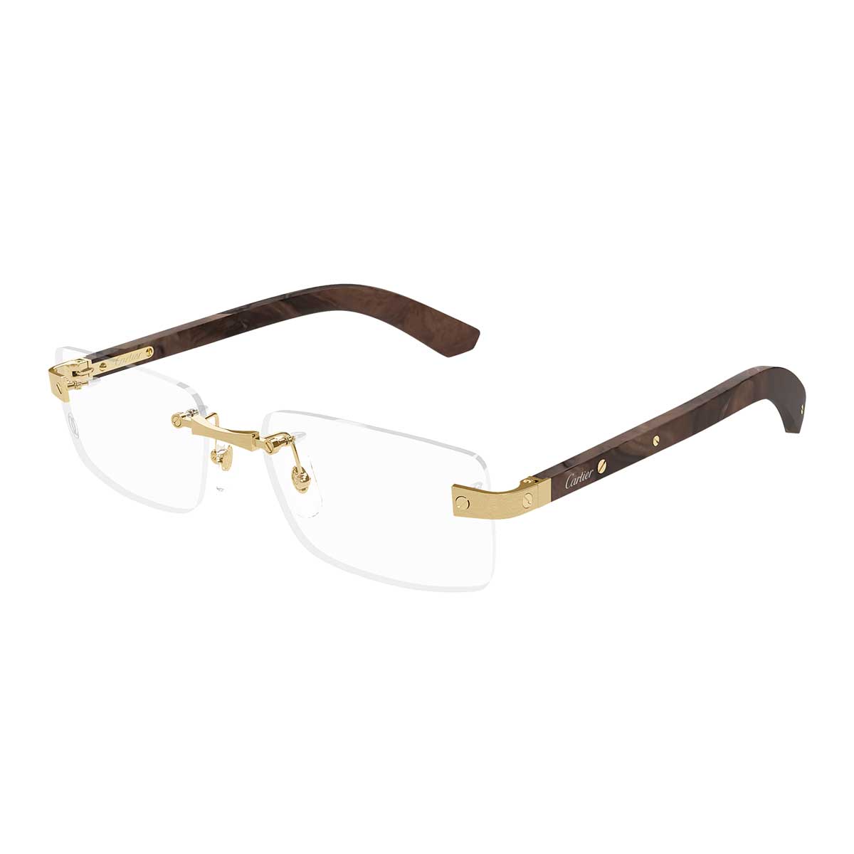 Cartier Occhiali da Vista CT0513O 004 OroMarrone/Trasparente Uomo