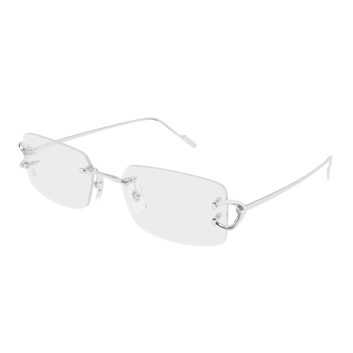 Cartier Occhiali da Vista CT0605O 002 Argento/Trasparente Uomo