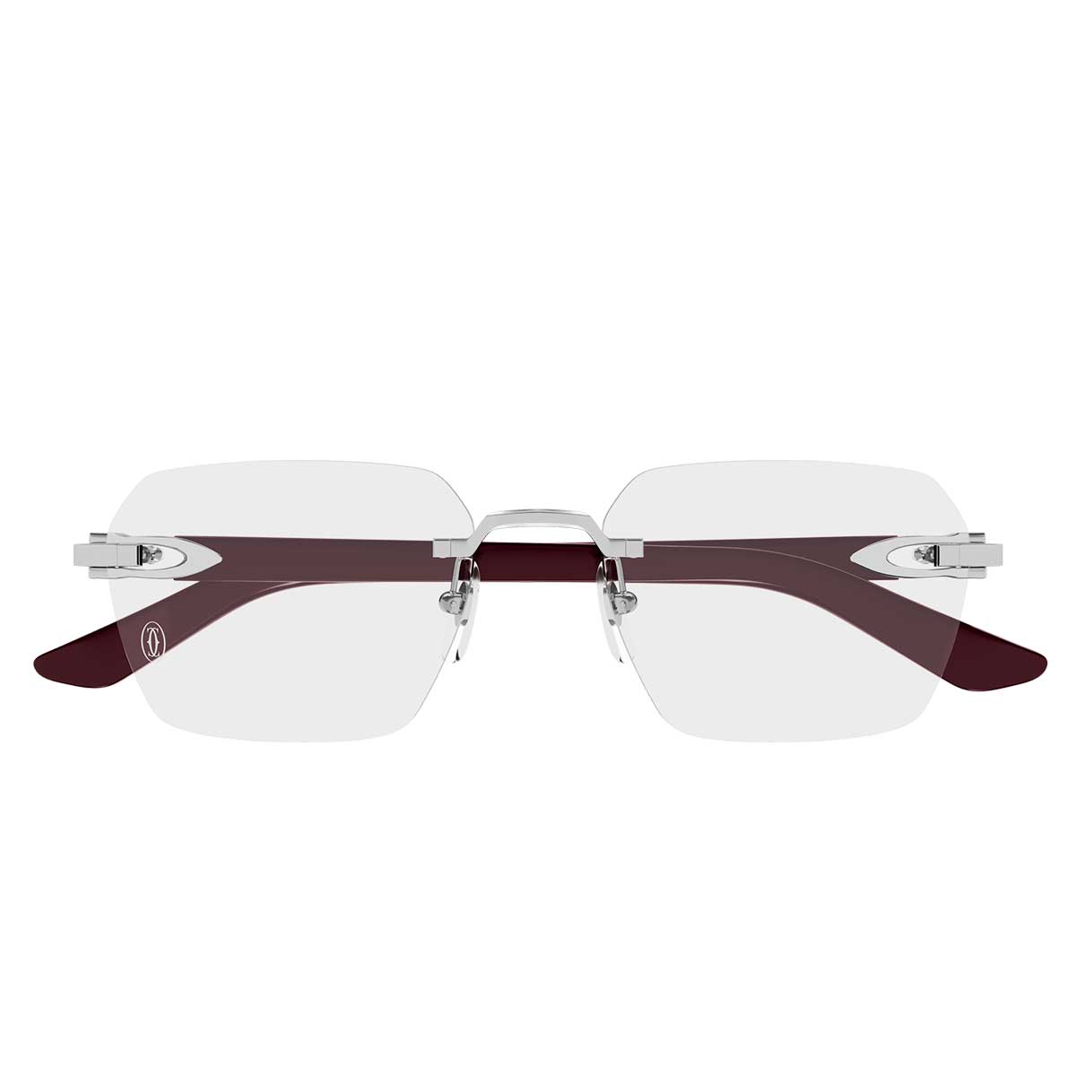 Cartier Occhiali da Vista CT0623O 002 ArgentoBurgundy/Trasparente Uomo