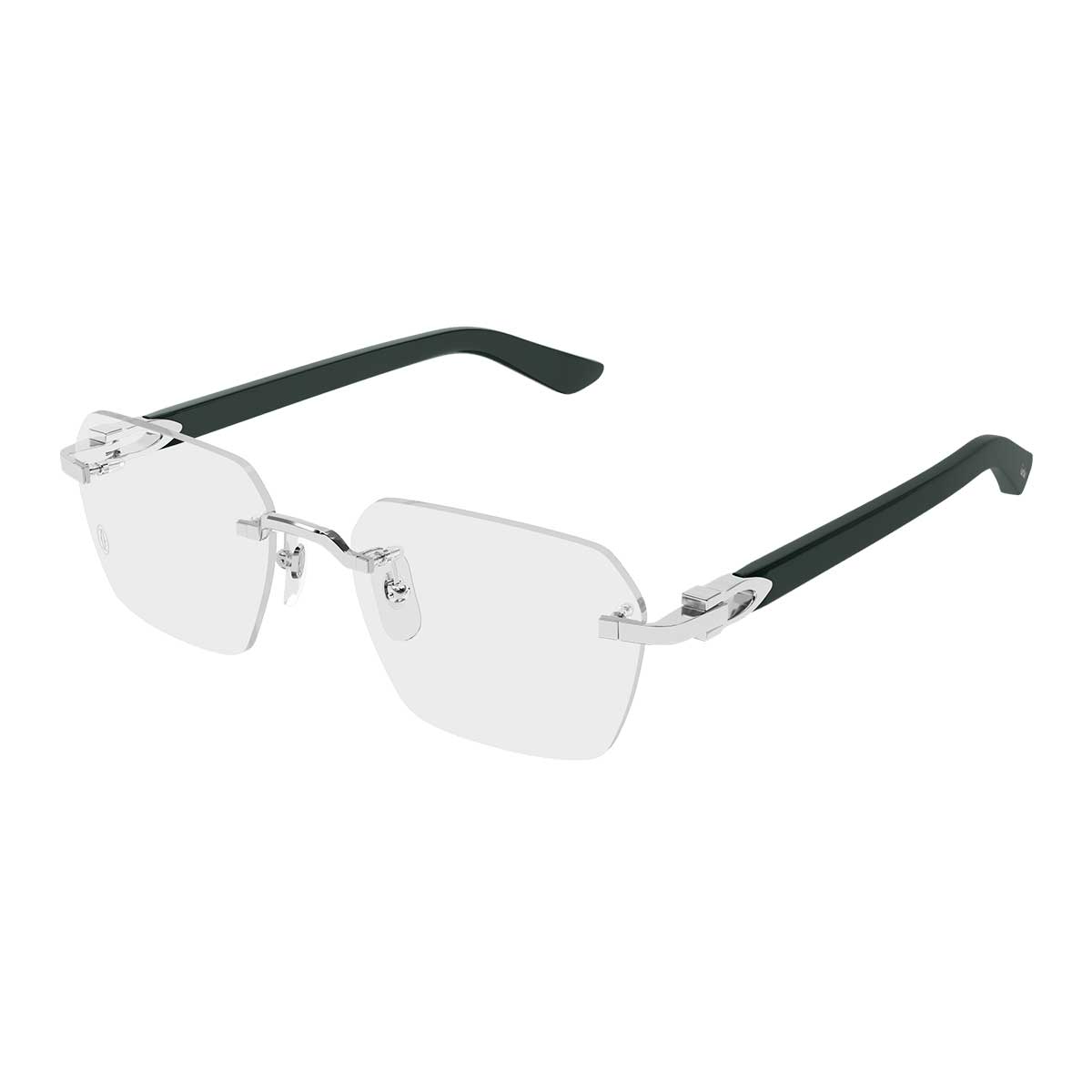 Cartier Occhiali da Vista CT0623O 003 ArgentoVerde/Trasparente Uomo