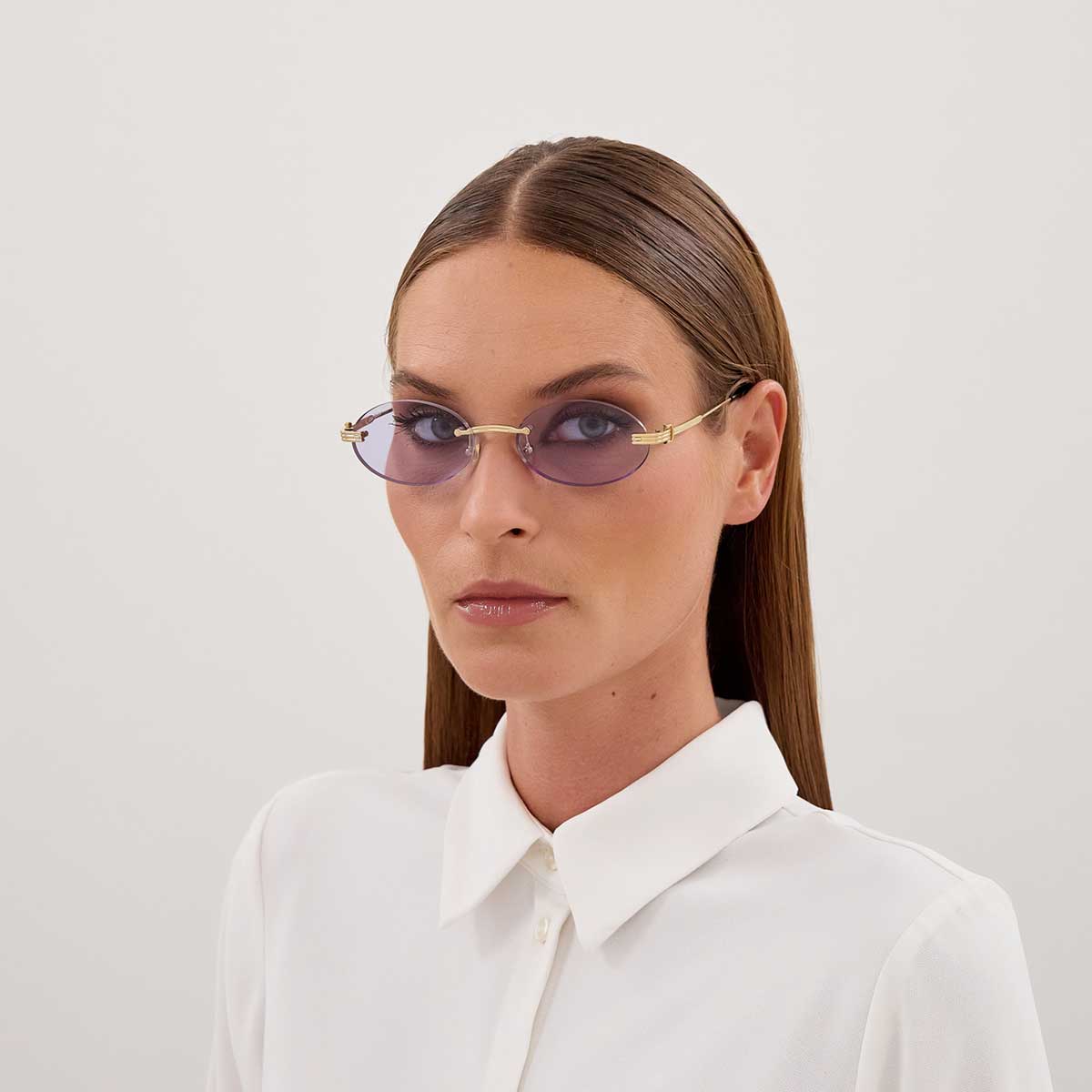 Cartier Occhiali da Sole CT0615S 004 Oro/Viola Unisex 4