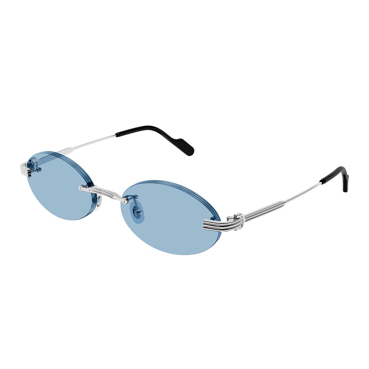 Cartier Occhiali da Sole CT0615S 005 Argento/Azzurro Unisex 2