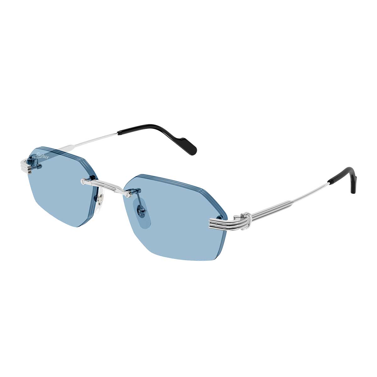 Cartier Occhiali da Sole CT0616S 005 Argento/Azzurro Uomo 2