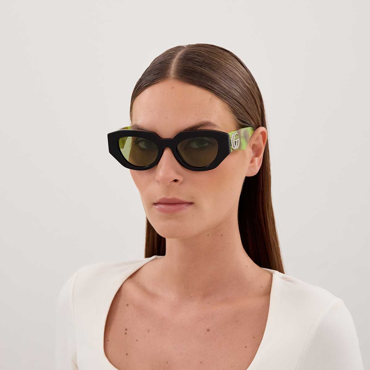 Gucci Occhiali da Sole GG1421S 010 NeroMarrone/Verde Donna 4