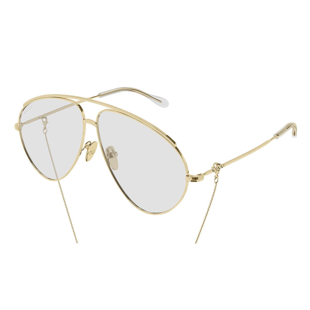 Gucci Occhiali da Sole GG1654S 010 Oro/Trasparente Donna Con Catenina
