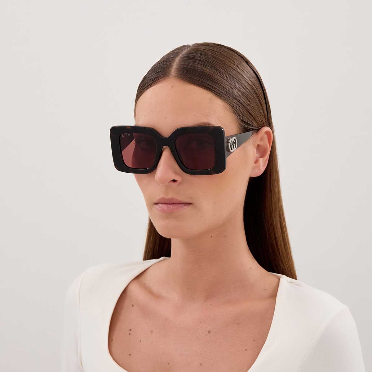 Gucci Occhiali da Sole GG2025S 002 Marrone/Rosso Donna 4