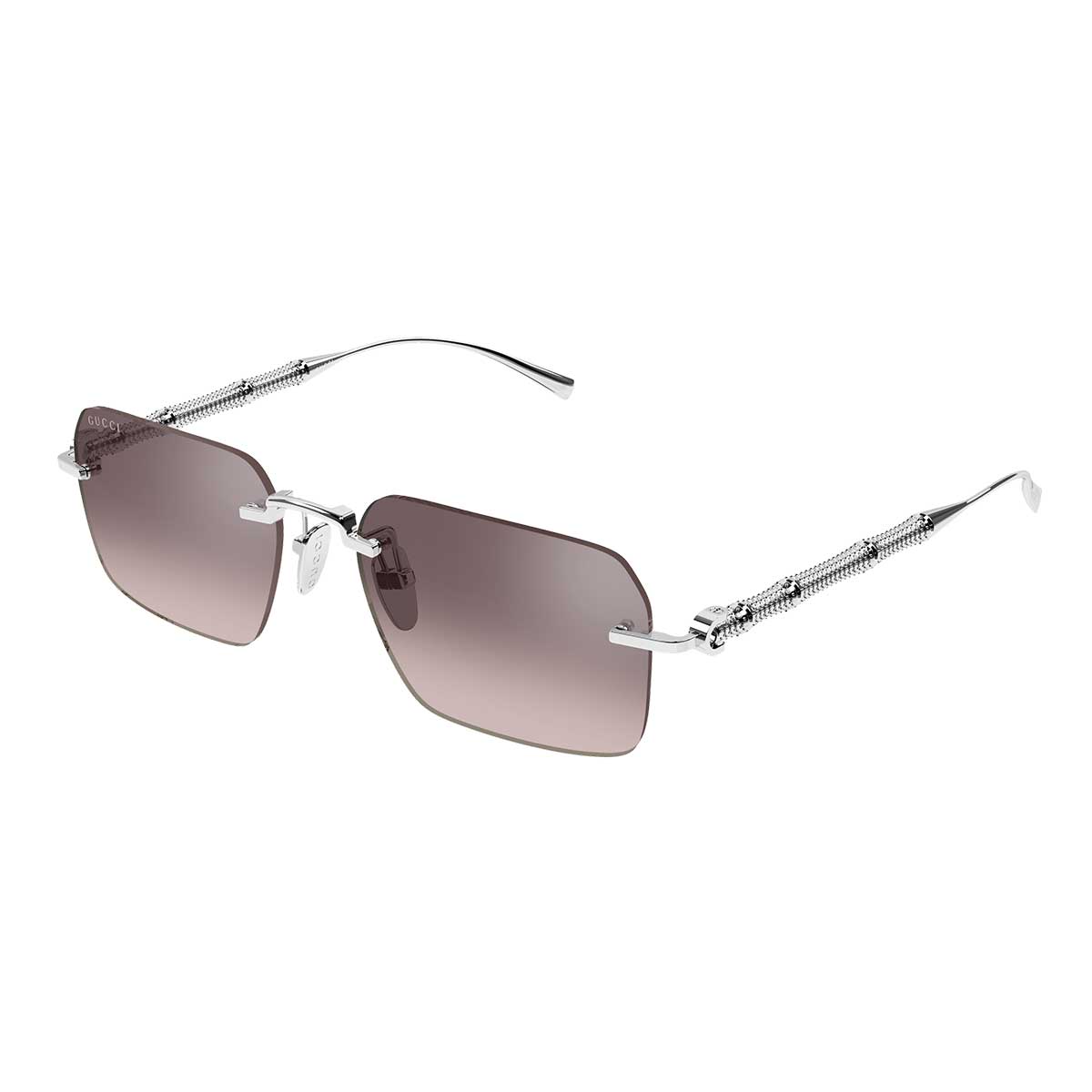 Gucci Occhiali da Sole GG2154S 005 Argento/Marrone Uomo