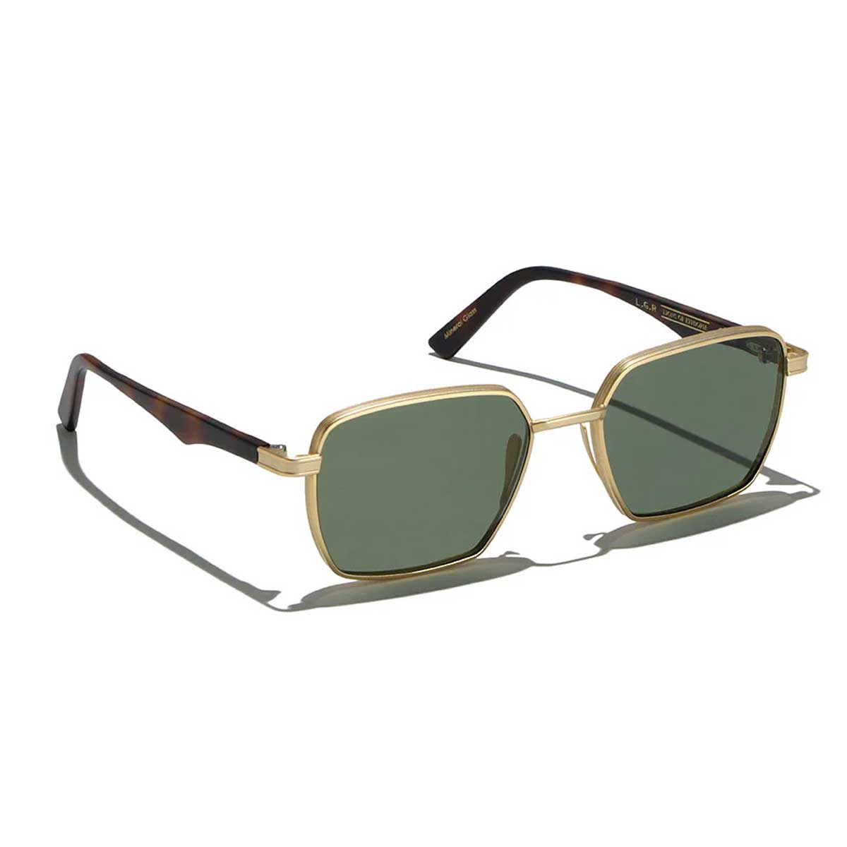 L.G.R. Occhiali da Sole Afar 6448 Oro Opaco Marrone Maculato 39/Verde G15