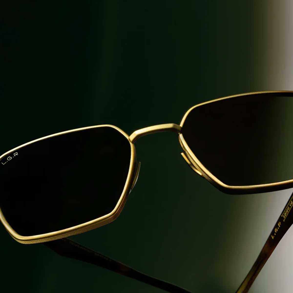 L.G.R. Occhiali da Sole Afar 6448 Oro Opaco Marrone Maculato 39/Verde G15