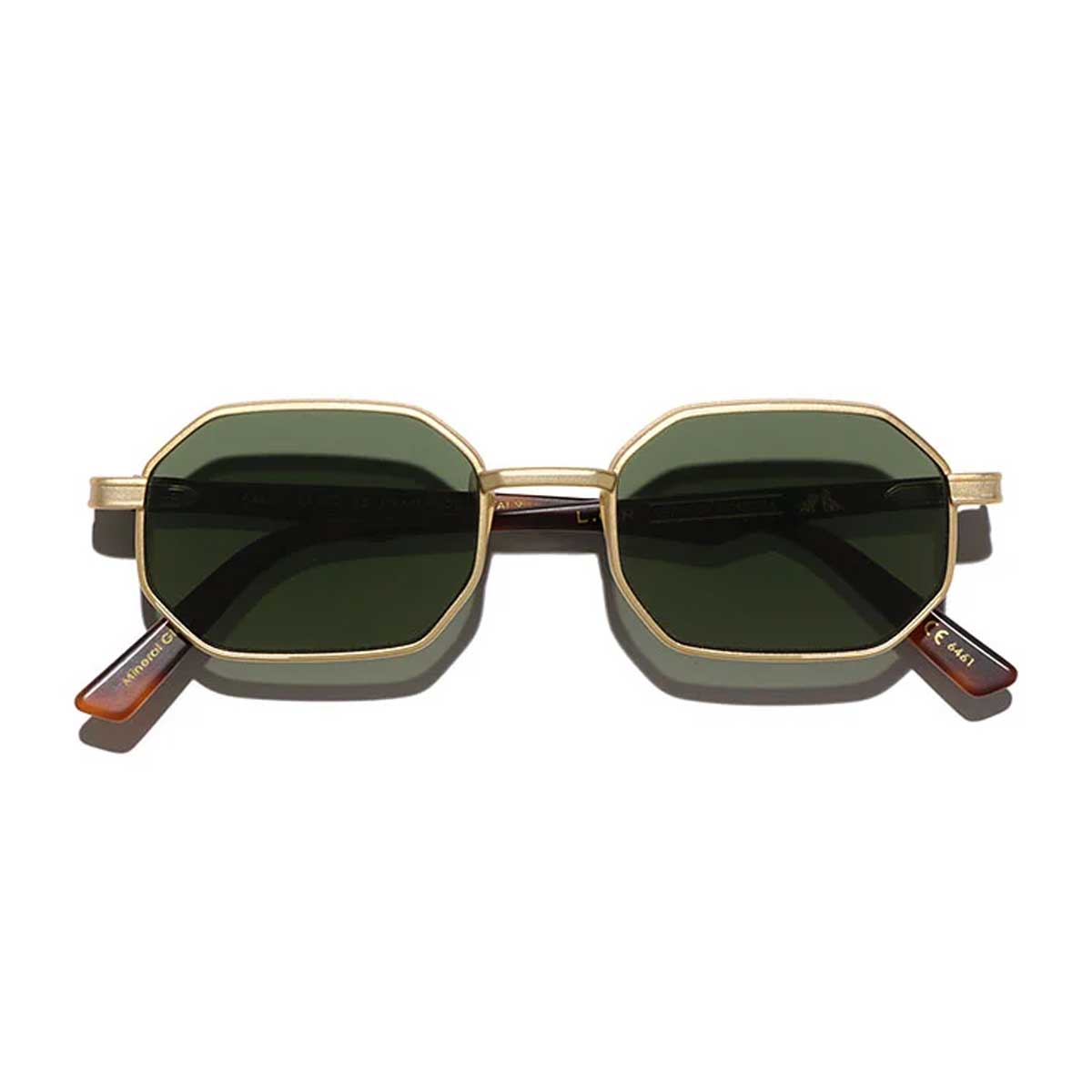 L.G.R. Occhiali da Sole Axum 6461 Oro Opaco Marrone Maculato 39/Verde G15