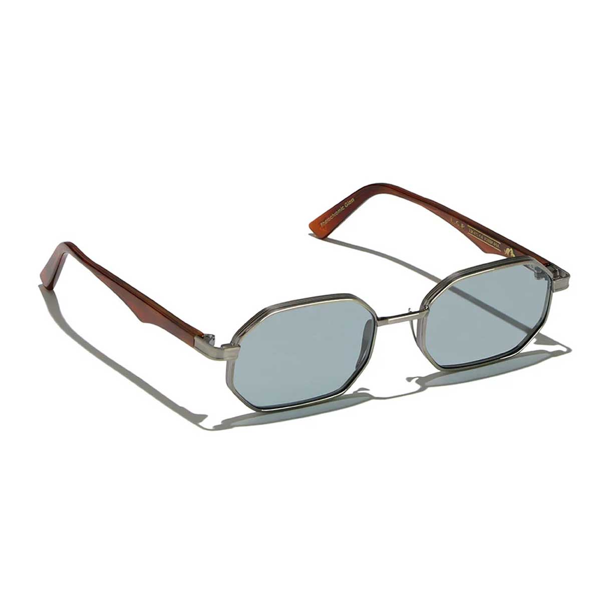 L.G.R. Occhiali da Sole Axum 6462 Argento Marrone Chiaro 02/Blu Chiaro Fotocromatici