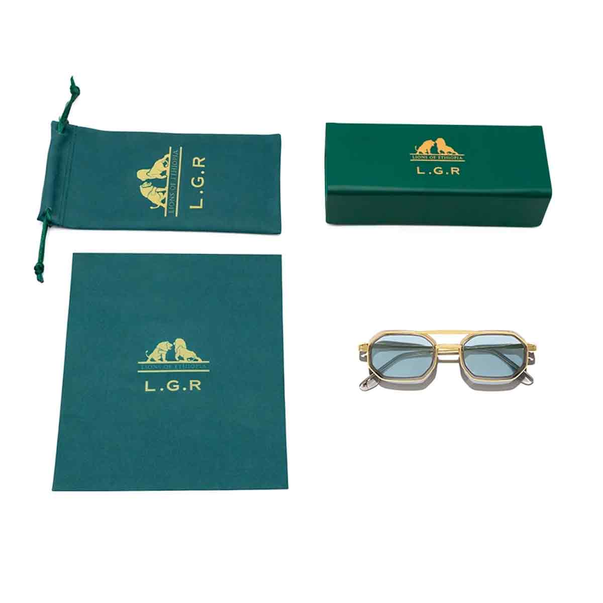 L.G.R. Occhiali da Sole Axum Explorer II 7014 Oro/Blu Fotocromatici 4