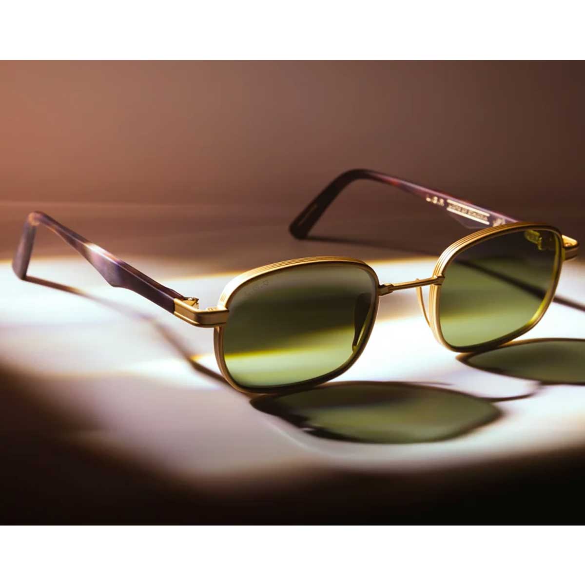 L.G.R. Occhiali da Sole Cactus 6815 Oro Opaco Marrone Maculato 39/Verde G15