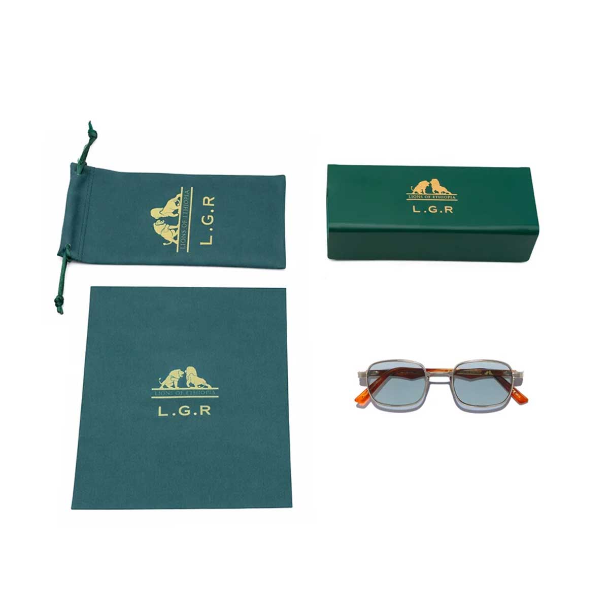 L.G.R. Occhiali da Sole Cactus 6816 Argento Marrone Chiaro 02/Blu Chiaro Fotocromatici
