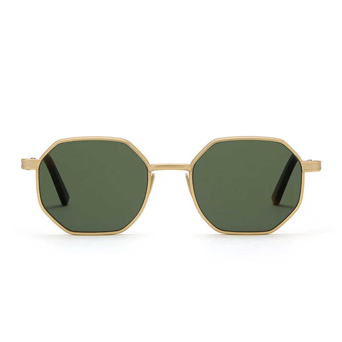 L.G.R. Occhiali da Sole Danakil 6344 Oro Opaco Marrone Maculato 39/Verde G15