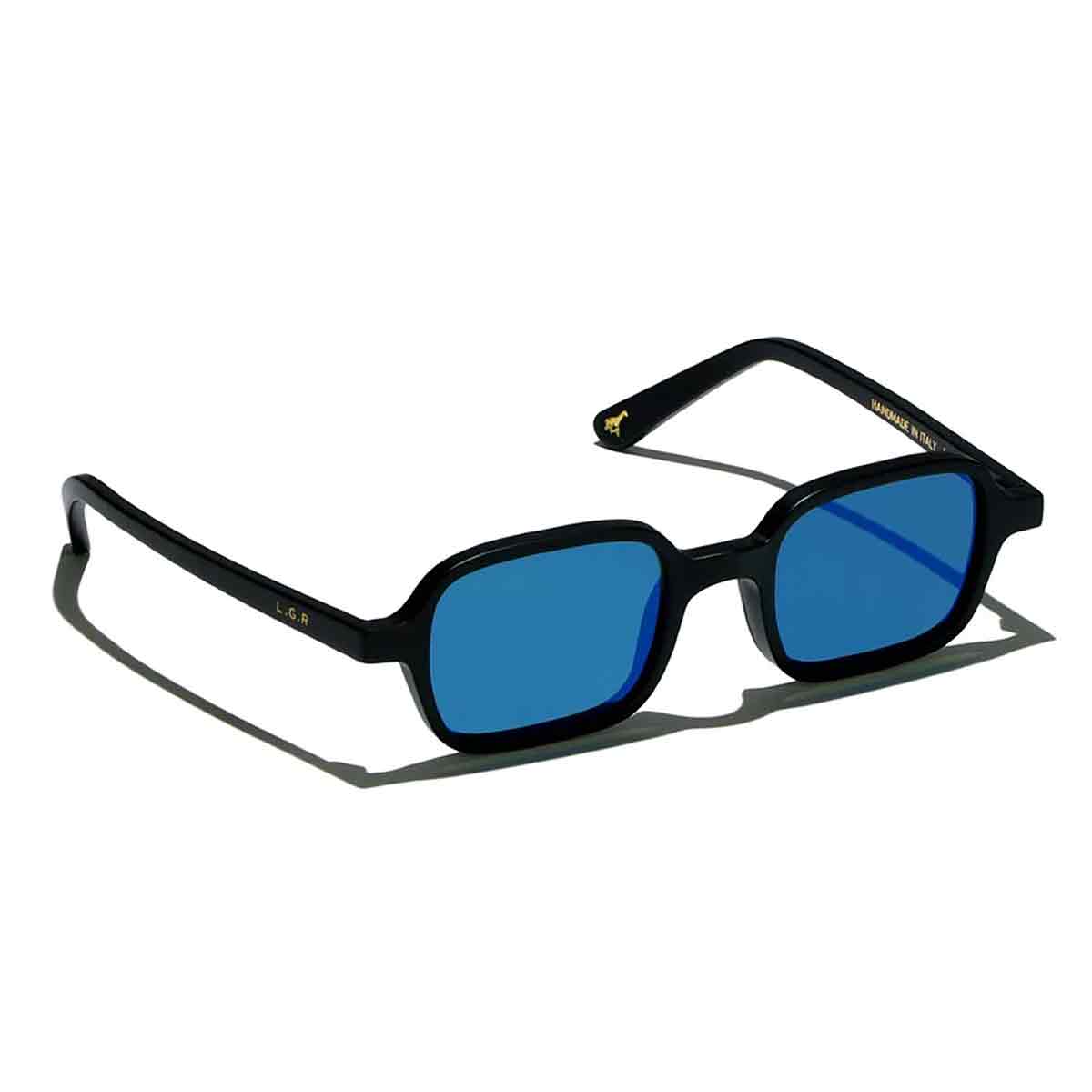 L.G.R. Occhiali da Sole Marrakech Nero Opaco 22/Blu Specchiato