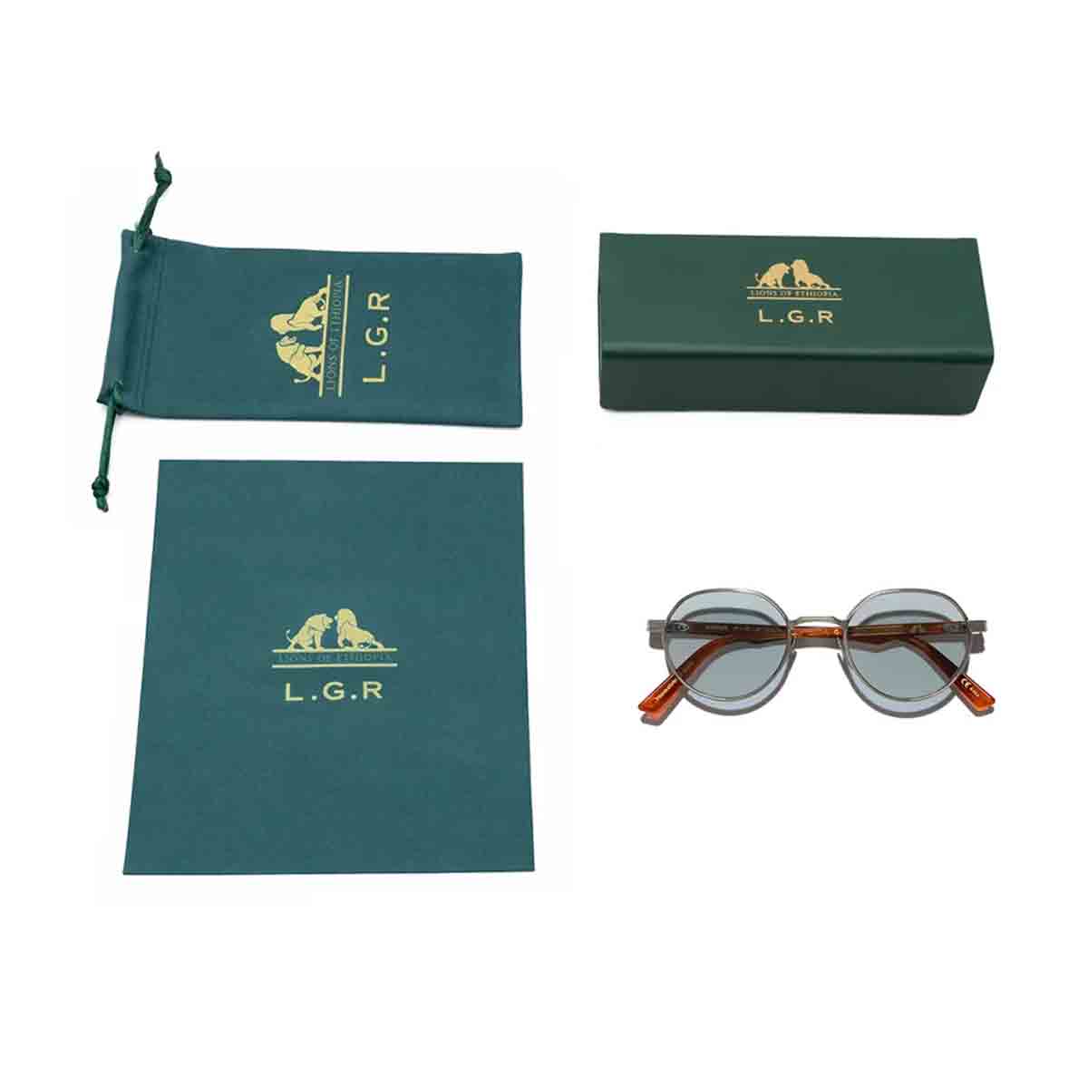 L.G.R. Occhiali da Sole Meknes Argento Antico Marrone Chiaro 02/Blu Chiaro Fotocromatici