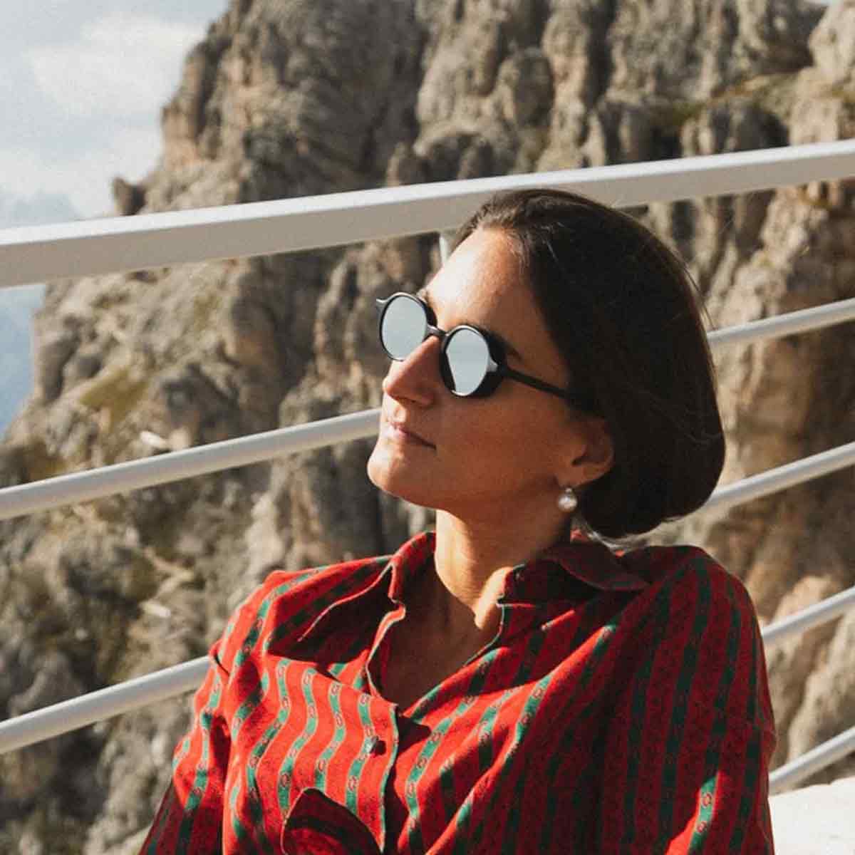 L.G.R. Occhiali da Sole Reunion Explorer Nero Opaco 22/Argento Specchiato 6