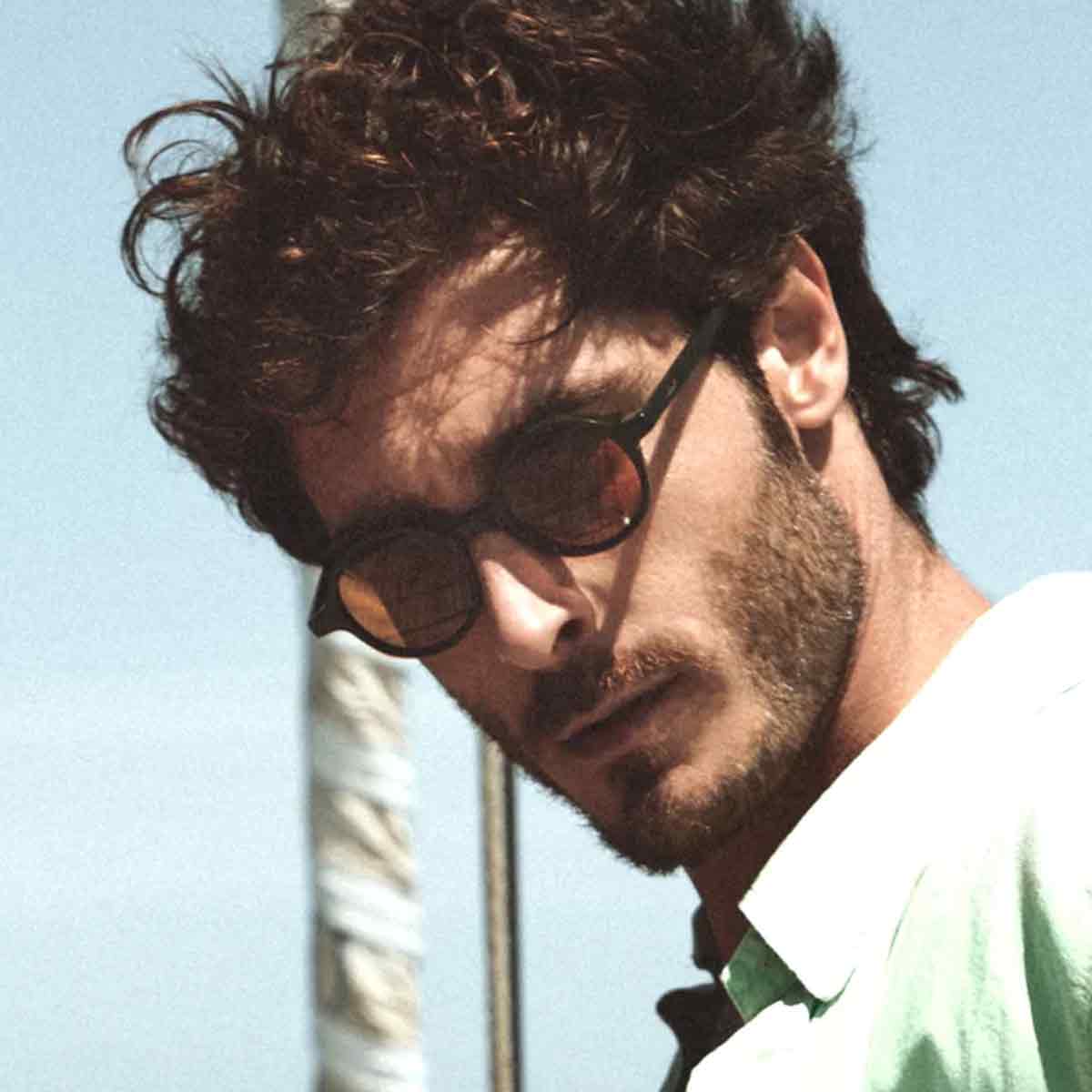 L.G.R. Occhiali da Sole Reunion Marrone 74/Verde G15