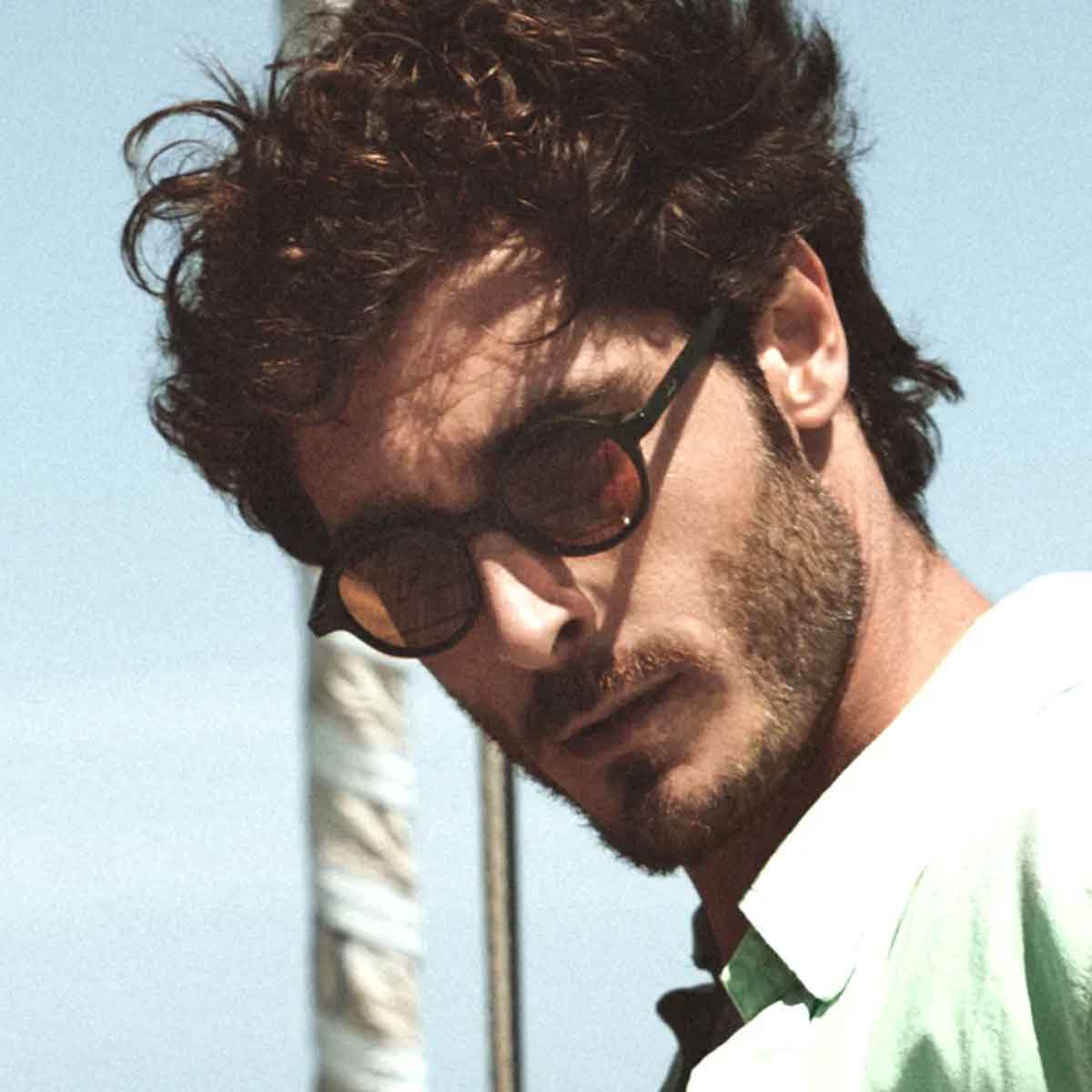 L.G.R. Occhiali da Sole Reunion Nero e Marrone Tartarugato Opaco 23B/Grigio