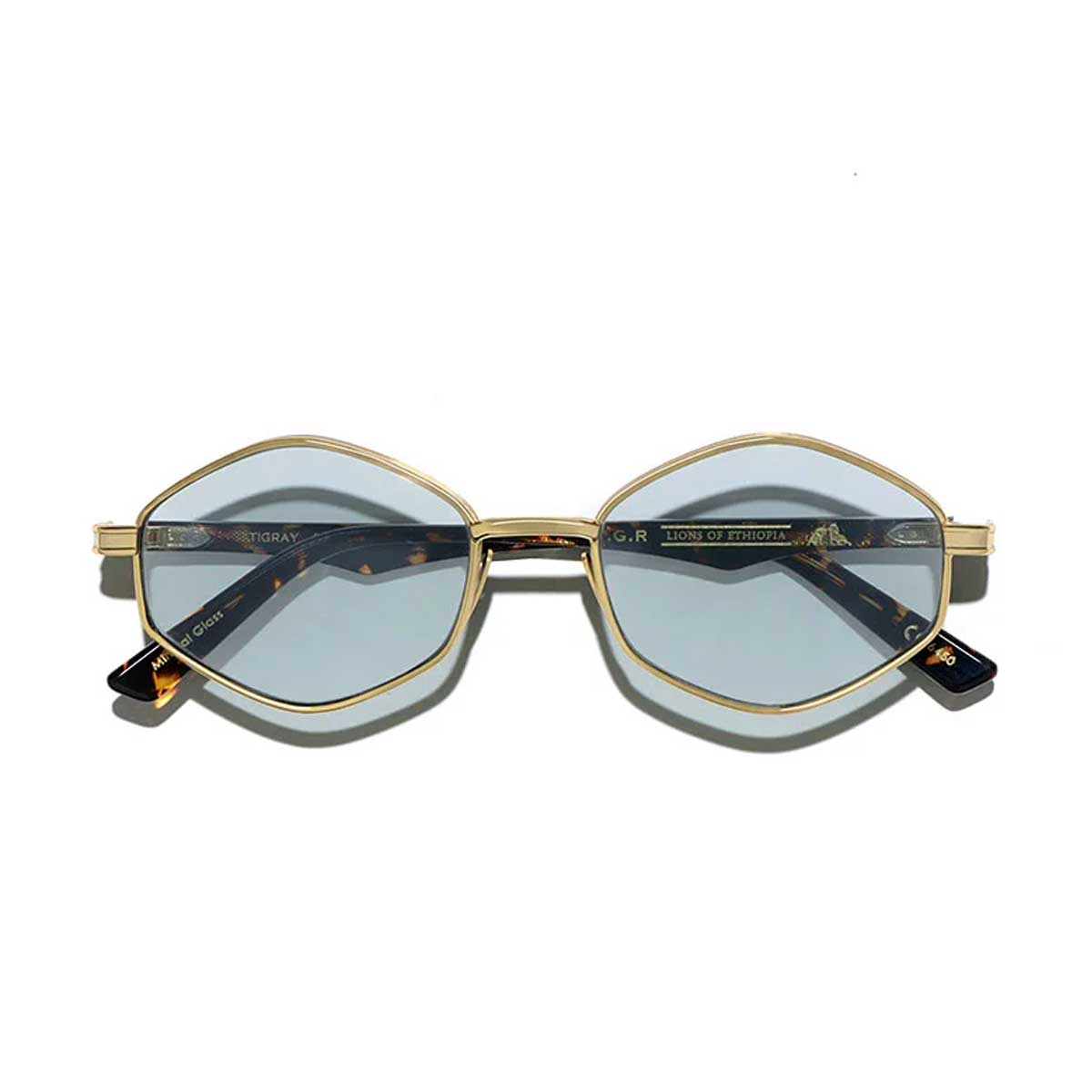 L.G.R. Occhiali da Sole Tigray 6450 Oro Marrone Scuro 09/Blu Chiaro Fotocromatici 3