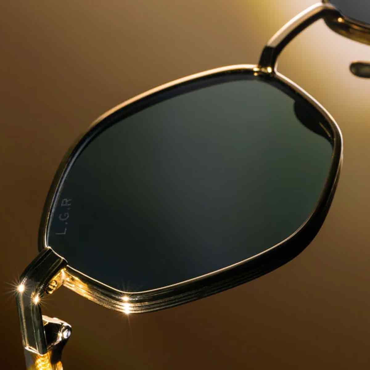 L.G.R. Occhiali da Sole Tigray 6450 Oro Marrone Scuro 09/Blu Chiaro Fotocromatici 9