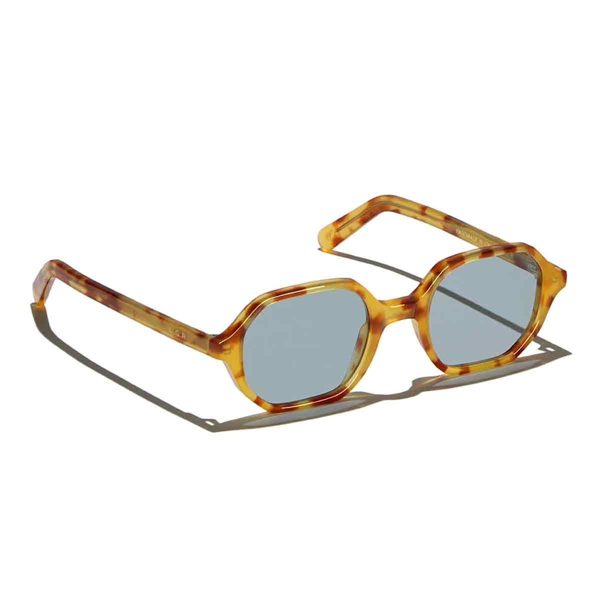 L.G.R. Occhiali da Sole Zanzibar Marrone Miele 52/Blu Chiaro Fotocromatici