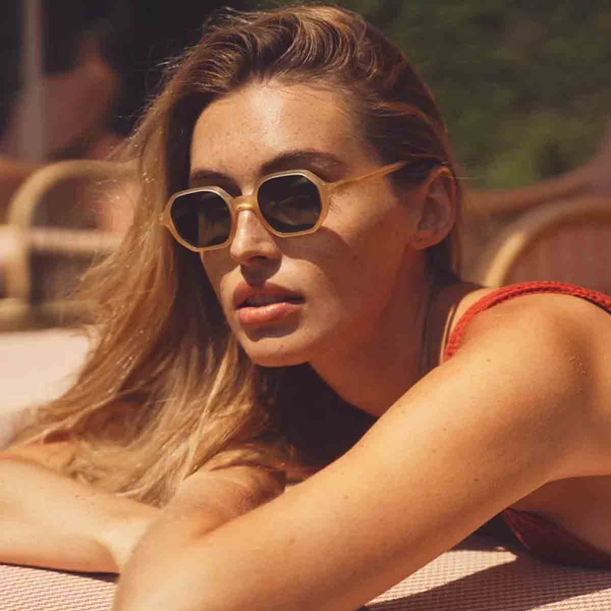 L.G.R. Occhiali da Sole Zanzibar Nero Opaco Marrone Tartarugato 23C/Grigio