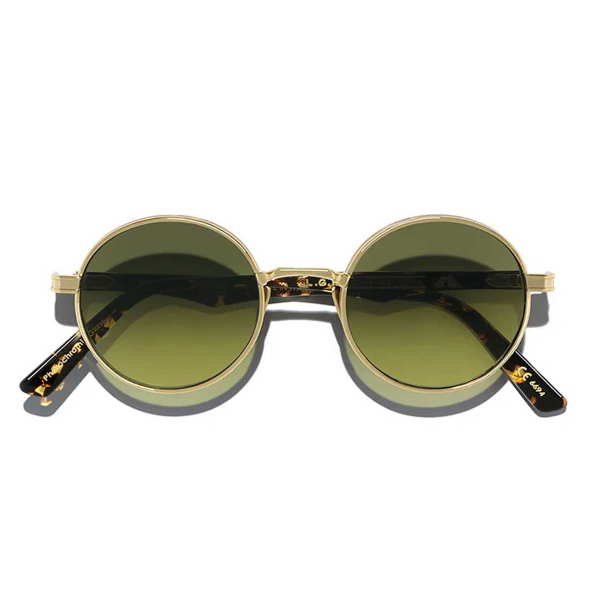 L.G.R. Occhiali da Sole Zelalem 6694 Oro Marrone Scuro 09/Verde Sfumato Fotocromatici