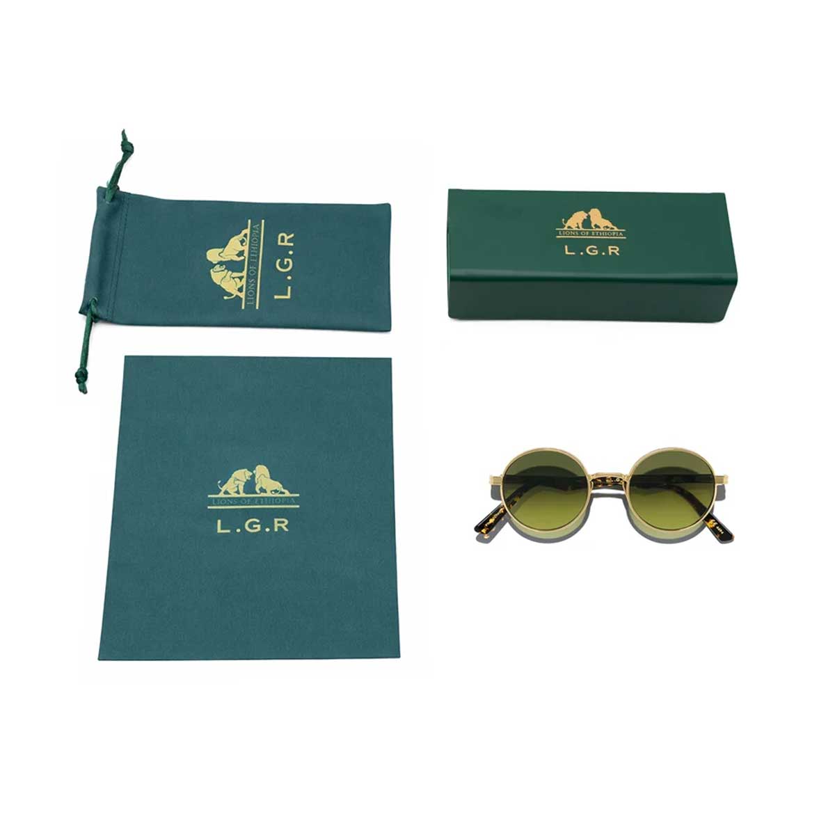 L.G.R. Occhiali da Sole Zelalem 6694 Oro Marrone Scuro 09/Verde Sfumato Fotocromatici