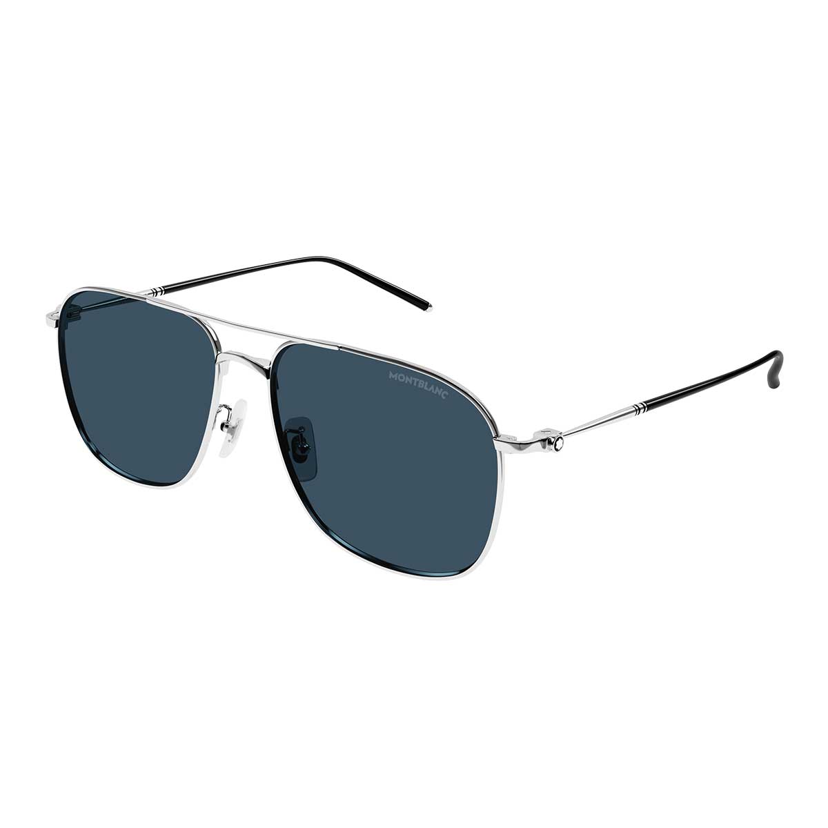 Montblanc Occhiali da Sole MB0417SA 004 Argento/Blu Uomo 2