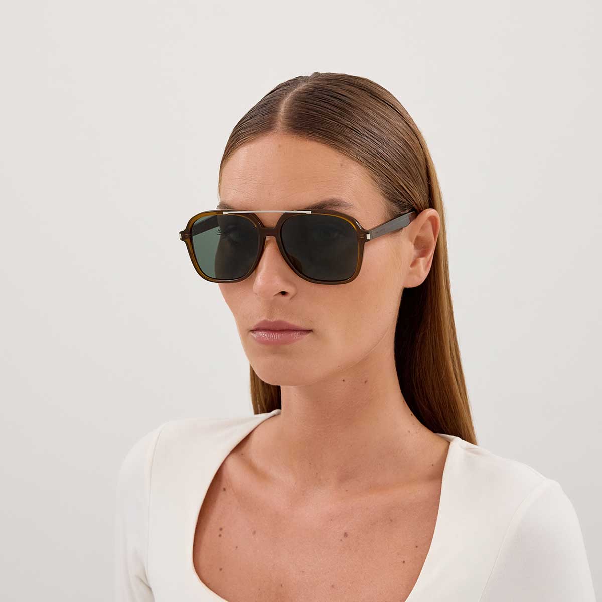 Saint Laurent Occhiali da Sole SL 545 004 Marrone/Verde Donna