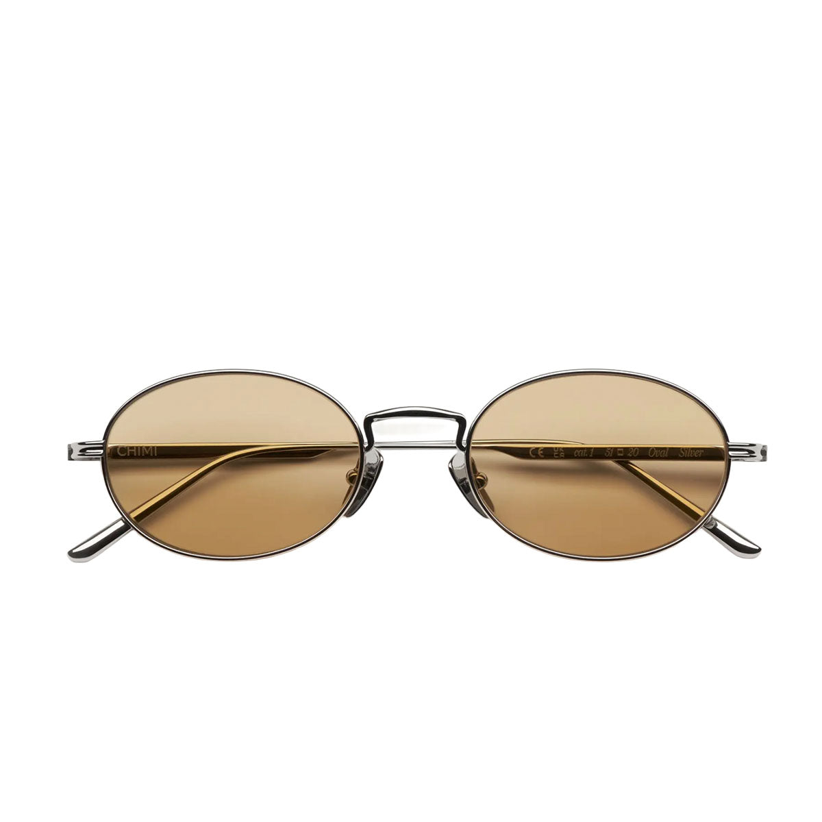 Chimi Occhiali da Sole CC Titan Oval Silver Argento/Marrone Unisex