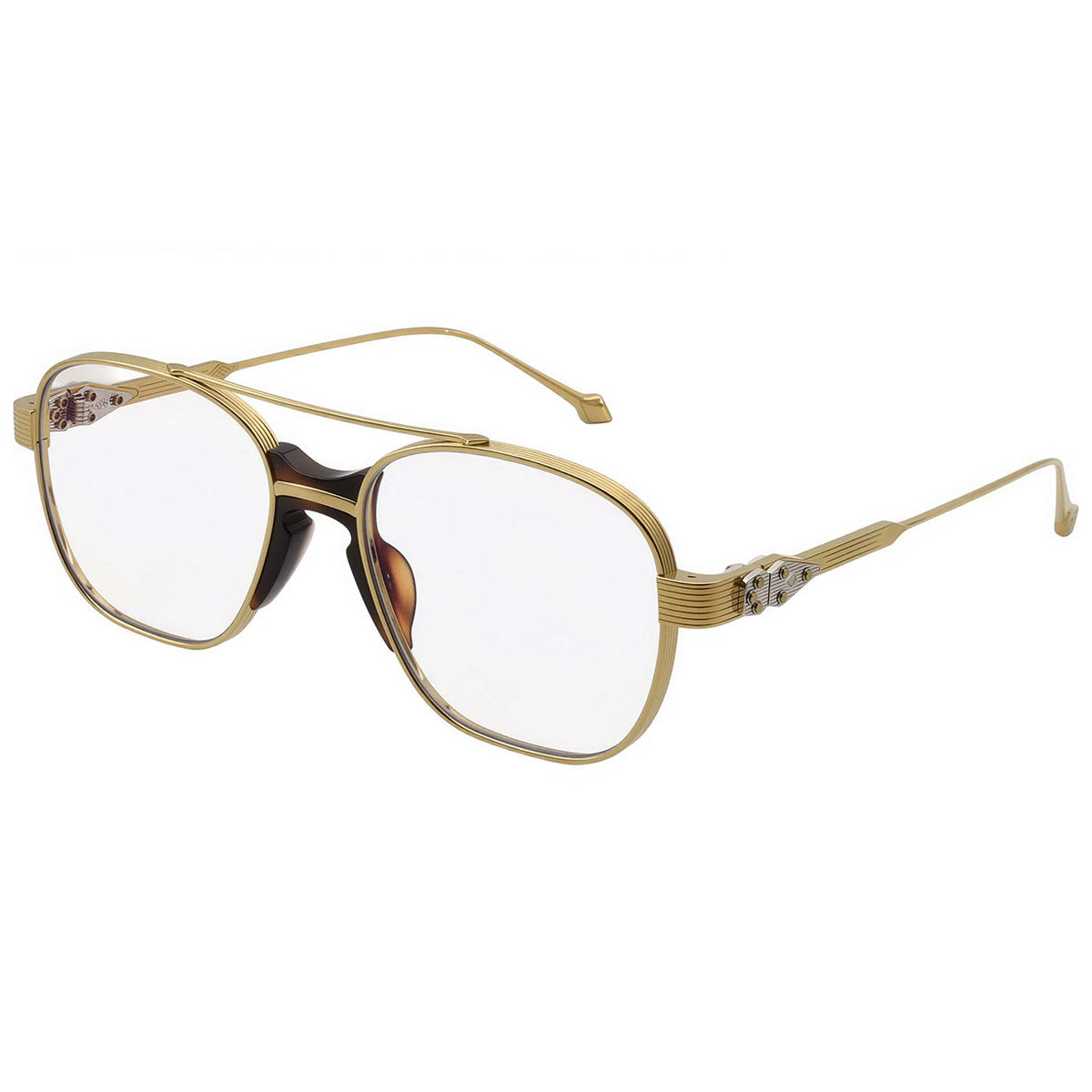 Daizo Occhiali da Vista Eki 18K Gold Plated Titanium Oro/Marrone