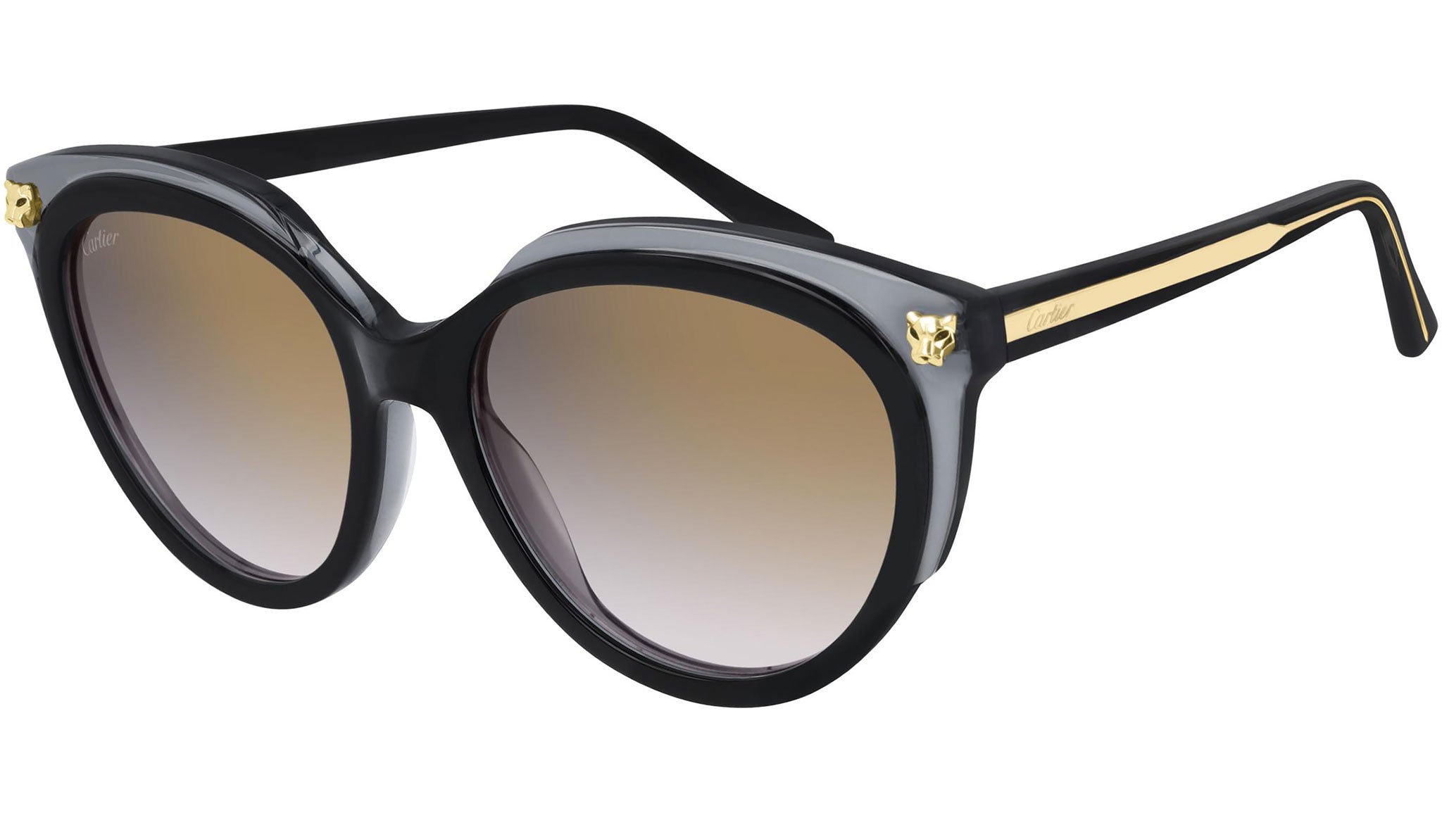 Occhiali da sole CARTIER CT0197S Shiny bilayer black transparent grey