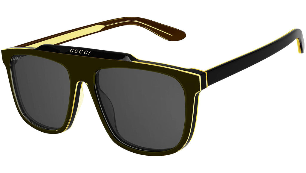 Occhiali da sole GUCCI GG1039S Shiny trilayer trasparent amber and solid black