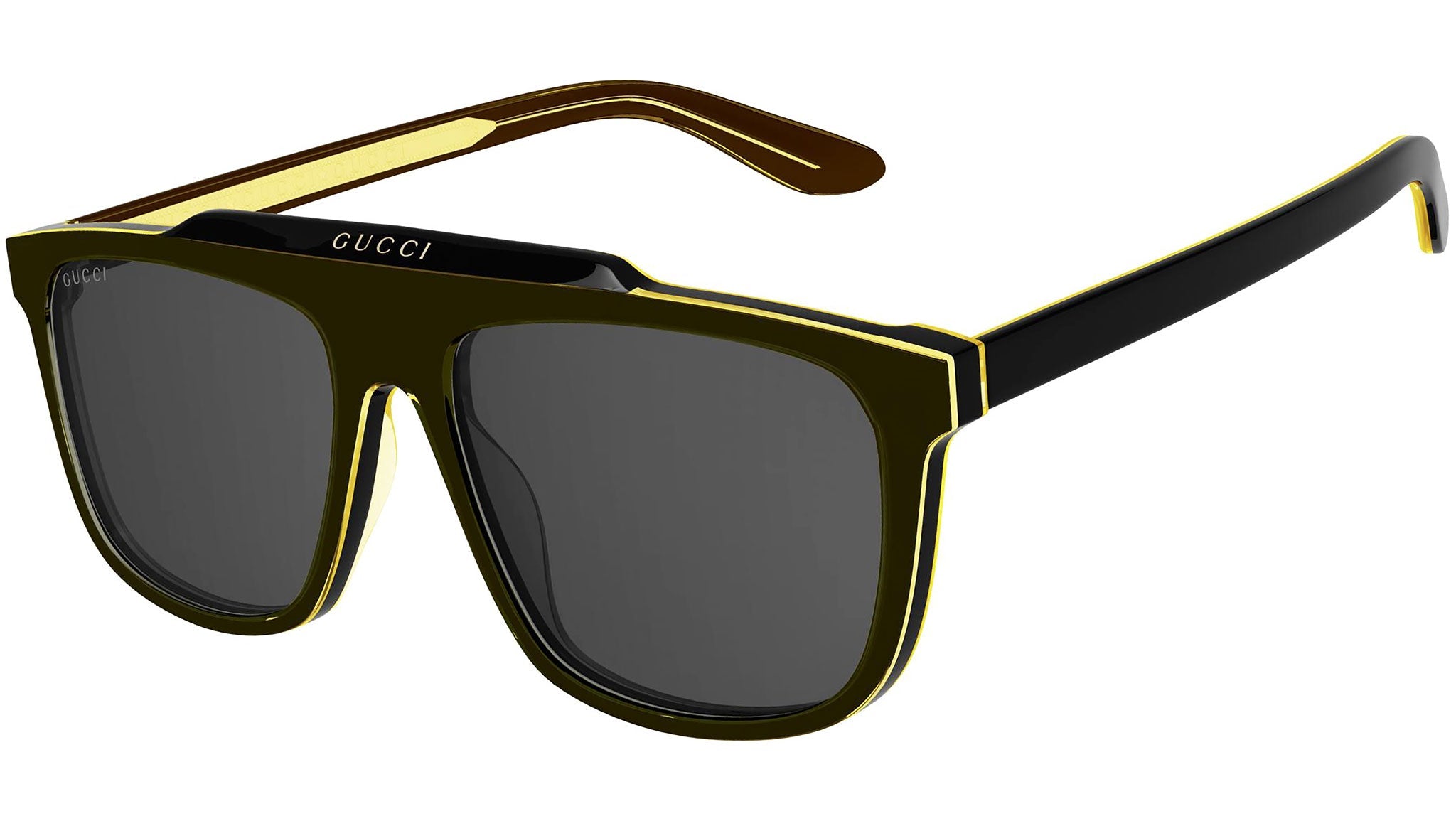 Occhiali da sole GUCCI GG1039S Shiny trilayer trasparent amber and solid black