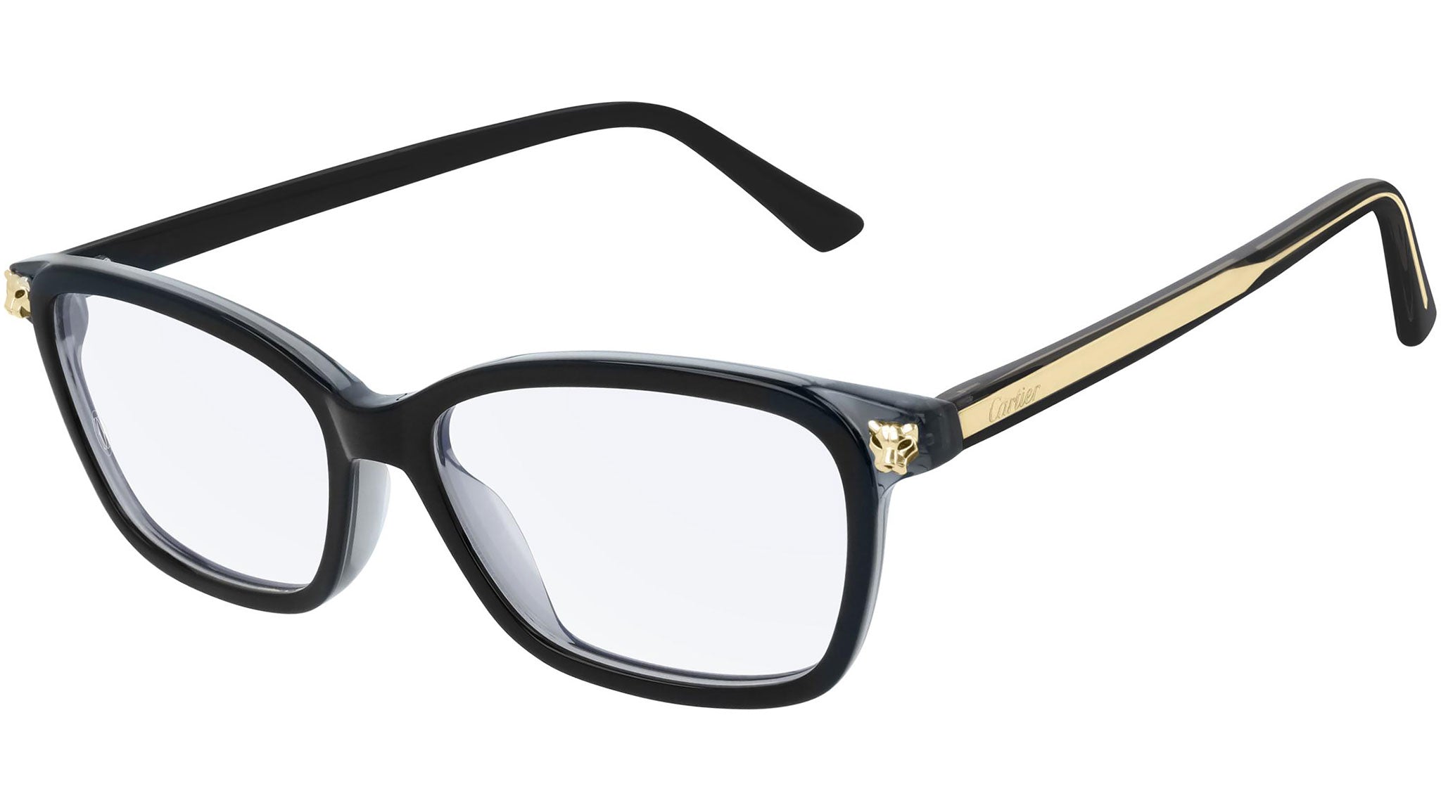 Occhiali da vista CARTIER CT0206O Shiny bilayer black transparent grey