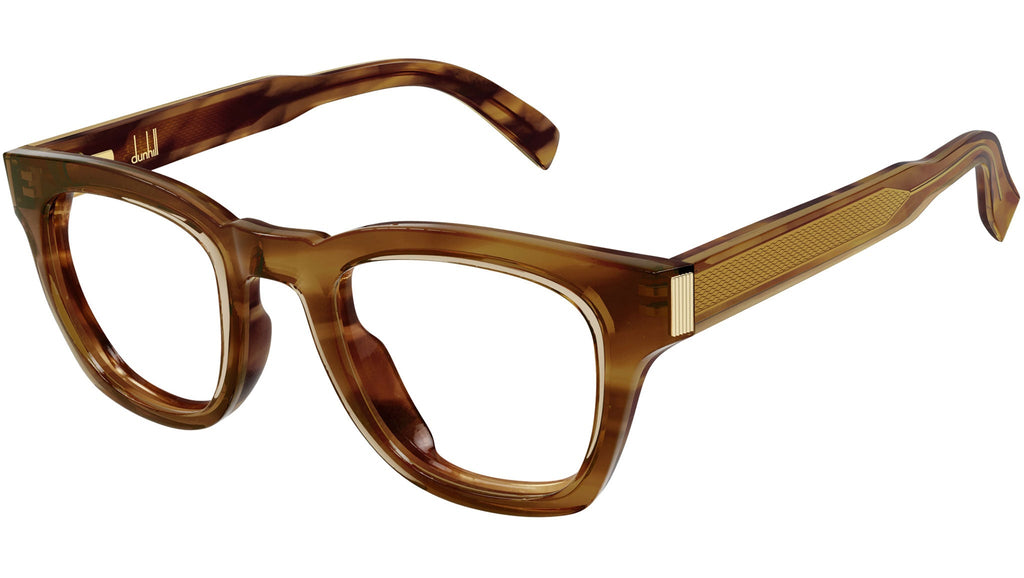 Occhiali da vista DUNHILL DU0081O Shiny transparent yellow flamed light brown havana bilayer