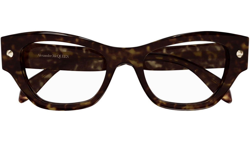 Occhiali da vista ALEXANDER MCQUEEN AM0429O Shiny dark havana with light gold studs