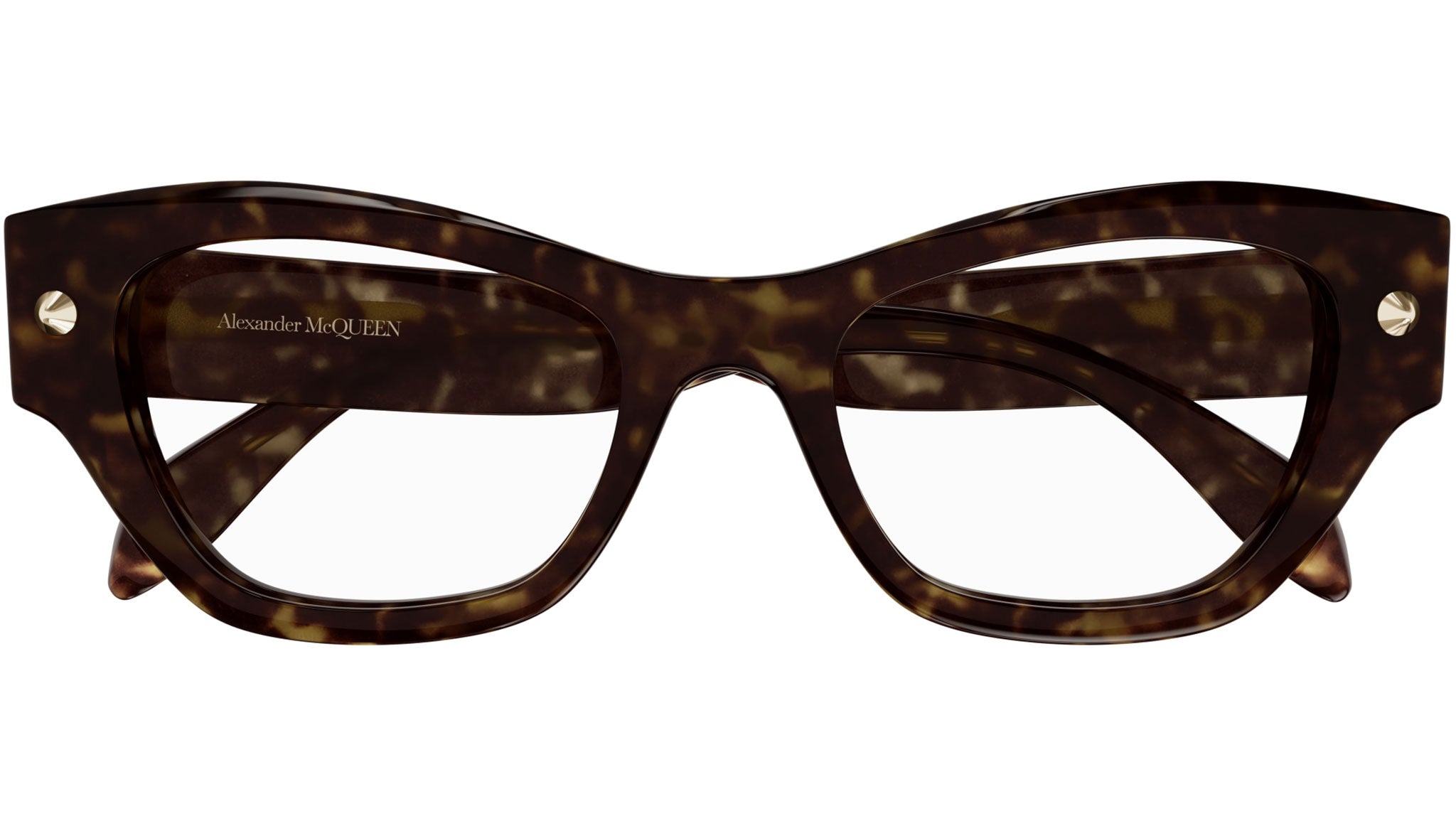 Occhiali da vista ALEXANDER MCQUEEN AM0429O Shiny dark havana with light gold studs