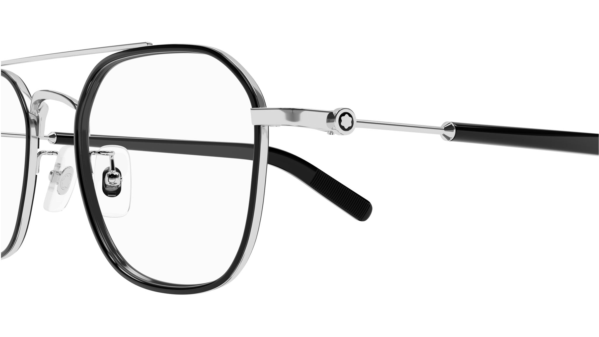 Occhiali da vista MONTBLANC MB0391OA Shiny silver shiny black rim